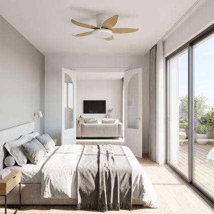 Brilagi - Dimmable LED Ceiling Fan LED/32W/230V 95 cm White/Brown + Remote Control