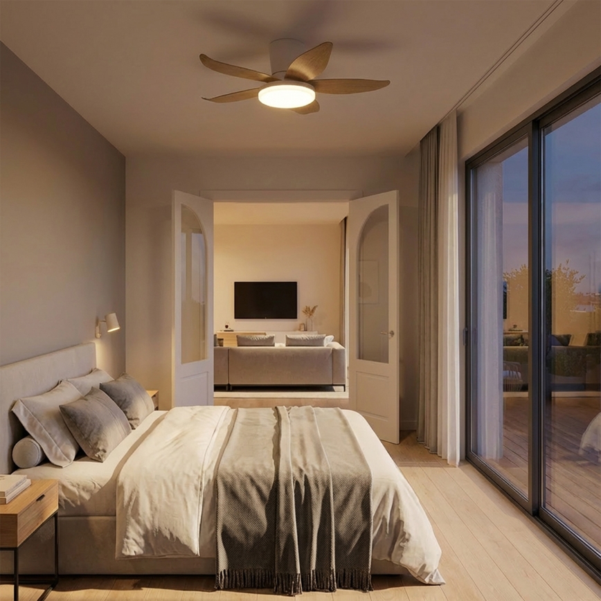 Brilagi - Dimmable LED Ceiling Fan LED/32W/230V 95 cm White/Brown + Remote Control