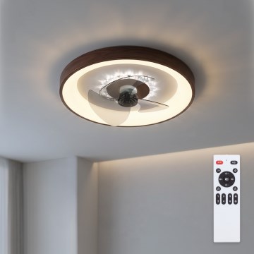 Brilagi - Dimmable LED Ceiling Fan, 34W, 230V, 3000-6500K, Ø46 cm, Brown + Remote Control