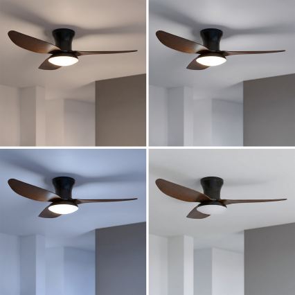 Brilagi - Dimmable LED ceiling fan LED/38W/230V 3000-6500K Ø 100 cm black/brown + remote control