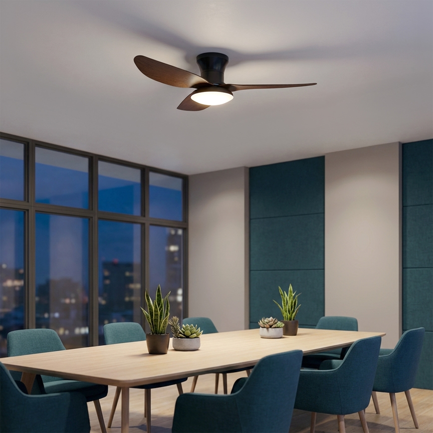 Brilagi - Dimmable LED ceiling fan LED/38W/230V 3000-6500K Ø 100 cm black/brown + remote control