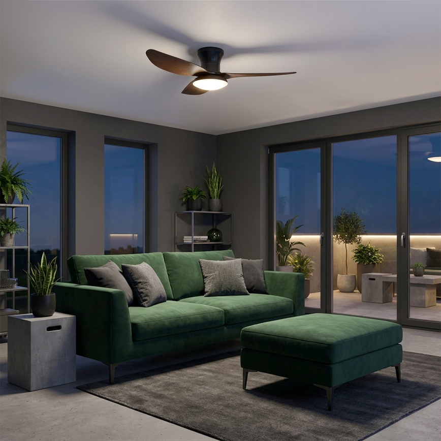 Brilagi - Dimmable LED ceiling fan LED/38W/230V 3000-6500K Ø 100 cm black/brown + remote control