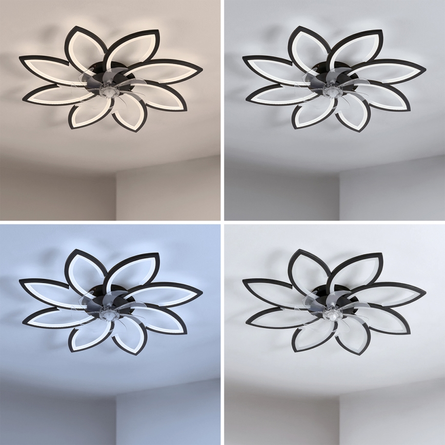 Brilagi - LED Dimmable Ceiling Fan LED/43W/230V Ø 90 cm Black + Remote Control