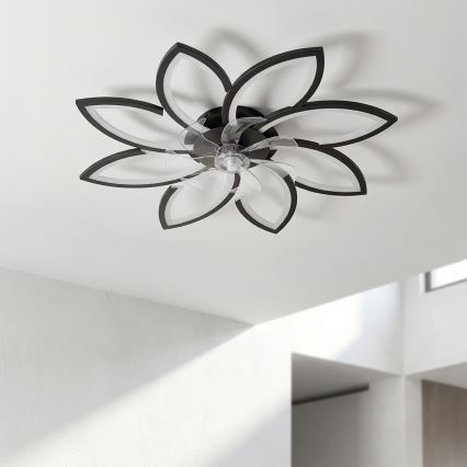 Brilagi - LED Dimmable Ceiling Fan LED/43W/230V Ø 90 cm Black + Remote Control