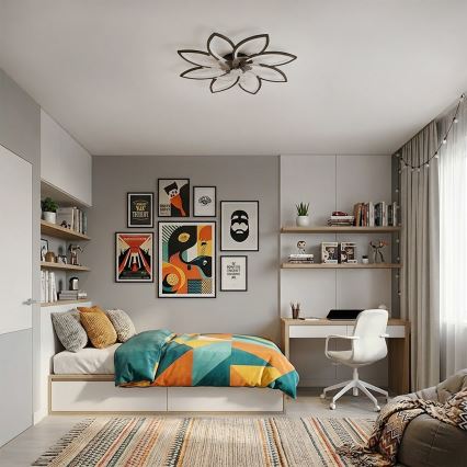 Brilagi - LED Dimmable Ceiling Fan LED/43W/230V Ø 90 cm Black + Remote Control