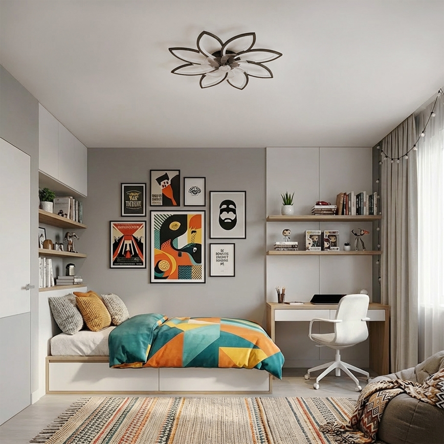 Brilagi - LED Dimmable Ceiling Fan LED/43W/230V Ø 90 cm Black + Remote Control