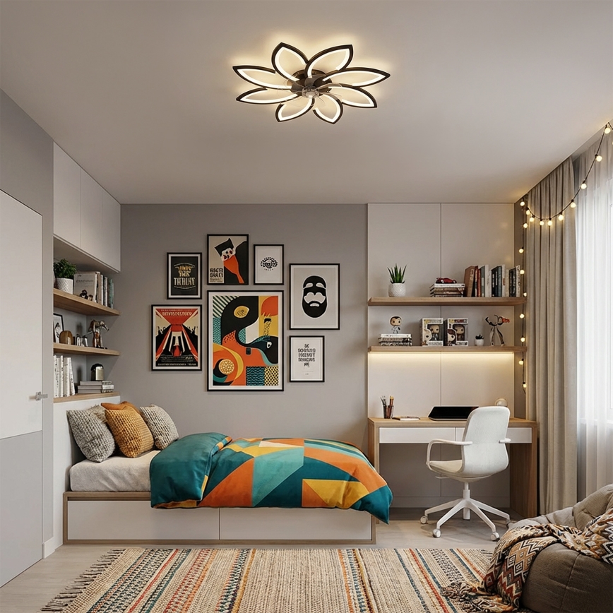 Brilagi - LED Dimmable Ceiling Fan LED/43W/230V Ø 90 cm Black + Remote Control