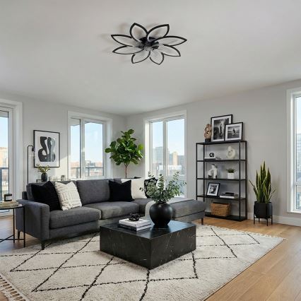 Brilagi - LED Dimmable Ceiling Fan LED/43W/230V Ø 90 cm Black + Remote Control