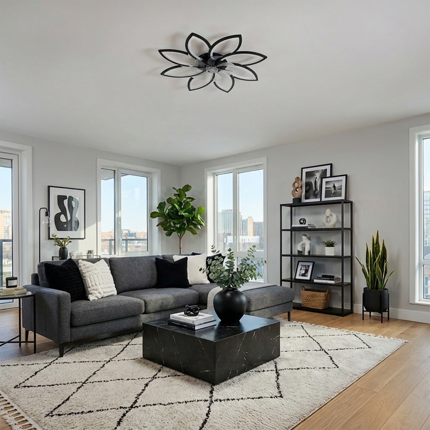 Brilagi - LED Dimmable Ceiling Fan LED/43W/230V Ø 90 cm Black + Remote Control