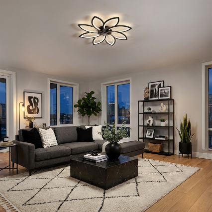 Brilagi - LED Dimmable Ceiling Fan LED/43W/230V Ø 90 cm Black + Remote Control