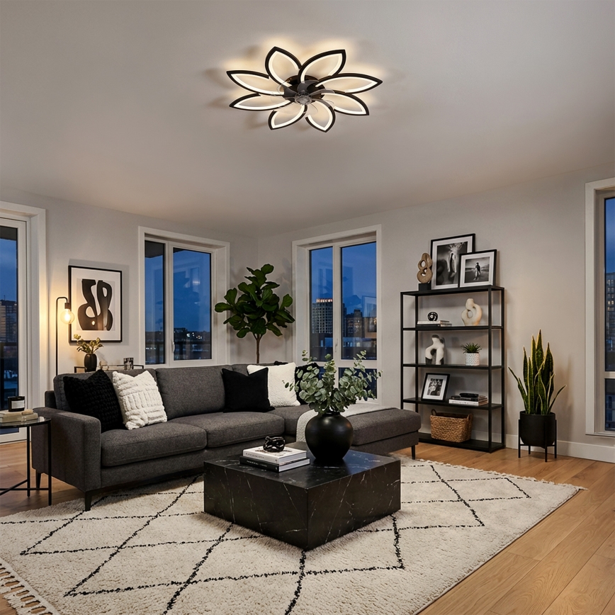 Brilagi - LED Dimmable Ceiling Fan LED/43W/230V Ø 90 cm Black + Remote Control