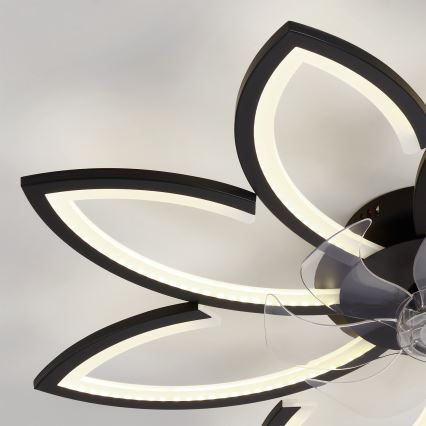 Brilagi - LED Dimmable Ceiling Fan LED/43W/230V Ø 90 cm Black + Remote Control