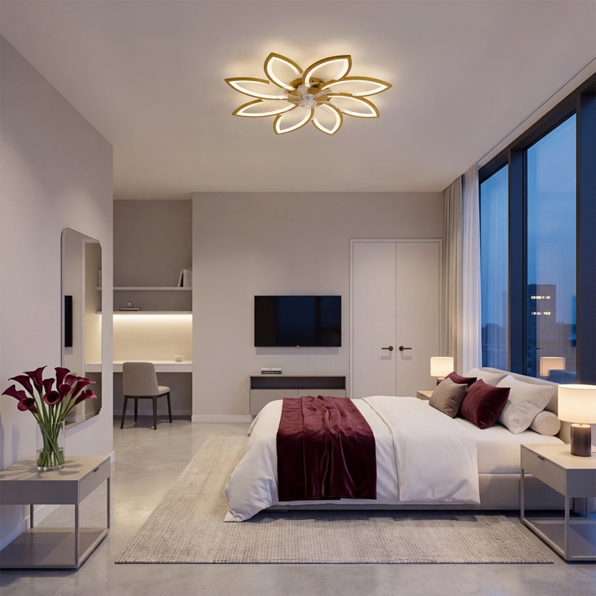 Brilagi - Dimmable LED Ceiling Fan, 43 W, 230 V, 3000–6500 K, Ø 90 cm, Gold + Remote Control