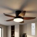 Brilagi - Dimmable LED Ceiling Fan, LED/32W/230V, 95 cm, Black/Brown + Remote Control