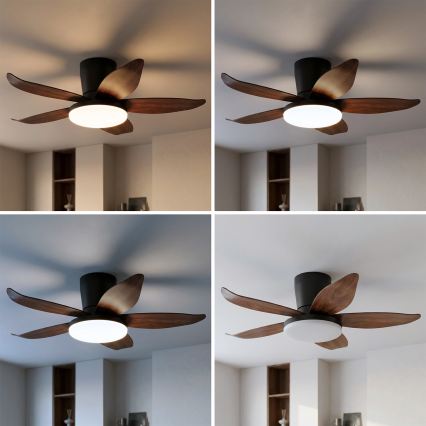 Brilagi - Dimmable LED Ceiling Fan, LED/32W/230V, 95 cm, Black/Brown + Remote Control