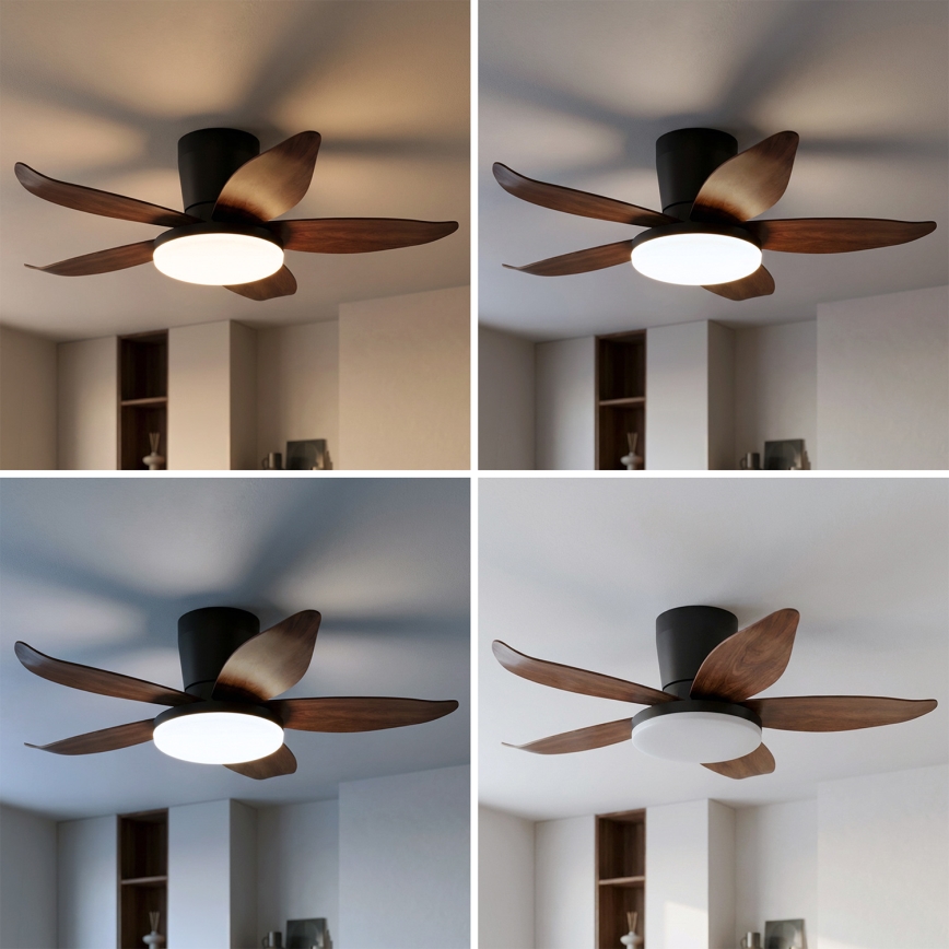 Brilagi - Dimmable LED Ceiling Fan, LED/32W/230V, 95 cm, Black/Brown + Remote Control
