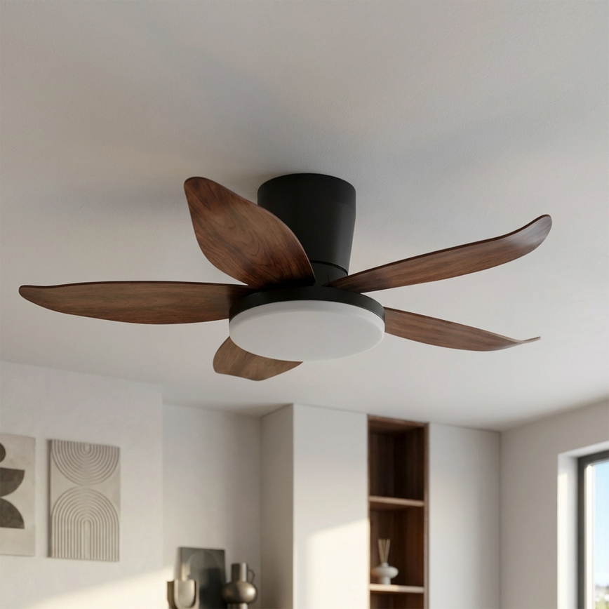 Brilagi - Dimmable LED Ceiling Fan, LED/32W/230V, 95 cm, Black/Brown + Remote Control