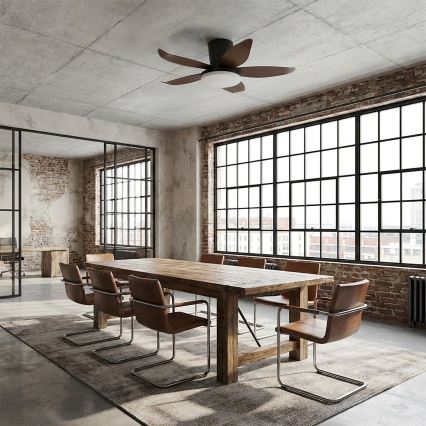 Brilagi - Dimmable LED Ceiling Fan, LED/32W/230V, 95 cm, Black/Brown + Remote Control