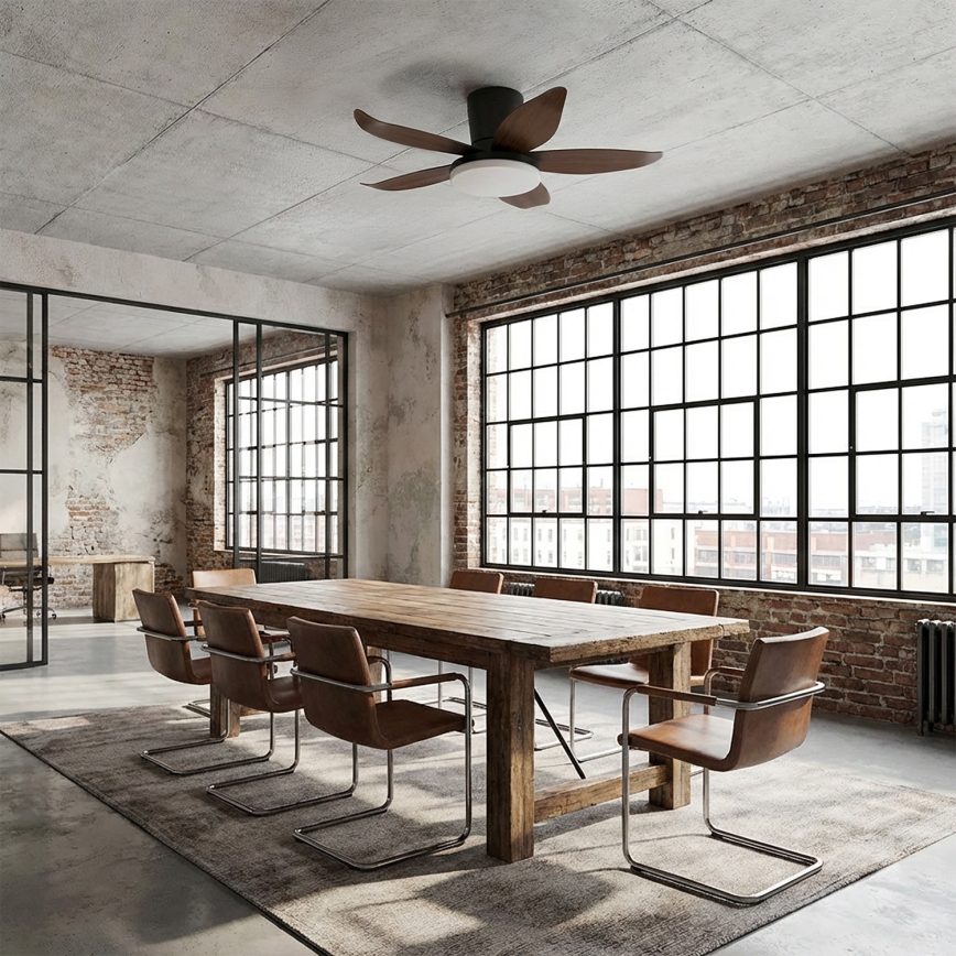 Brilagi - Dimmable LED Ceiling Fan, LED/32W/230V, 95 cm, Black/Brown + Remote Control