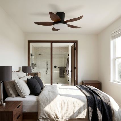 Brilagi - Dimmable LED Ceiling Fan, LED/32W/230V, 95 cm, Black/Brown + Remote Control