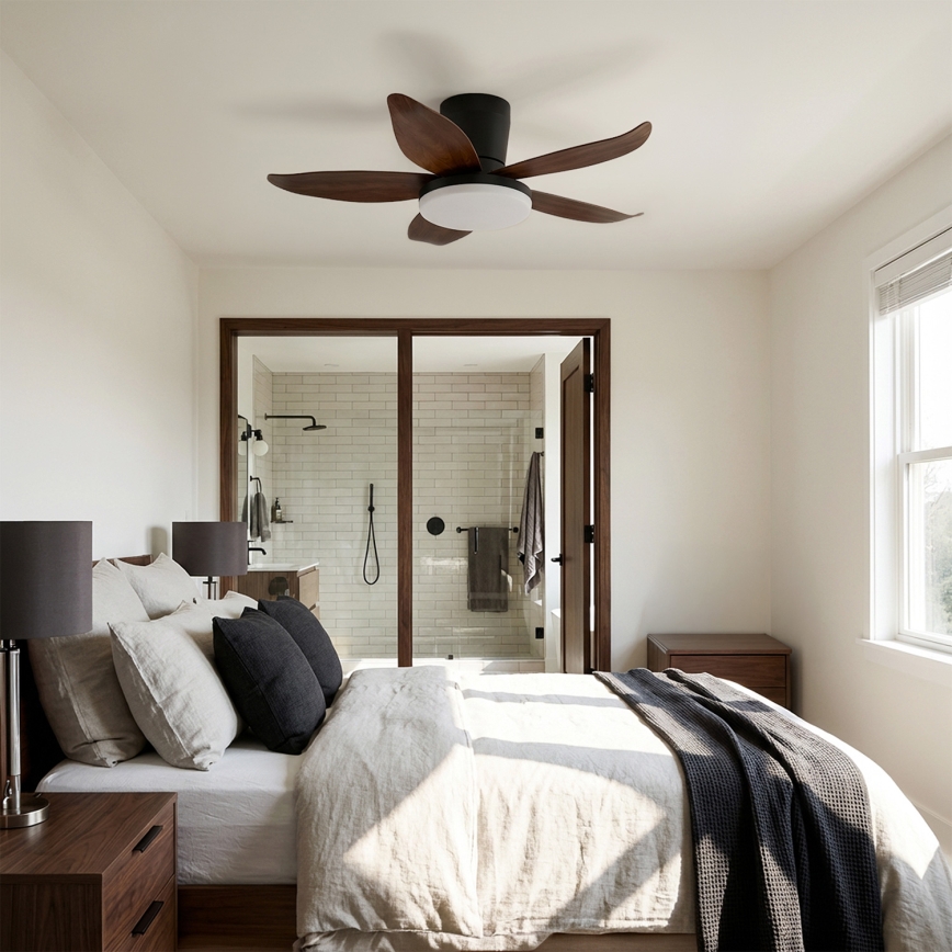 Brilagi - Dimmable LED Ceiling Fan, LED/32W/230V, 95 cm, Black/Brown + Remote Control