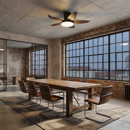 Brilagi - Dimmable LED Ceiling Fan, LED/32W/230V, 95 cm, Black/Brown + Remote Control