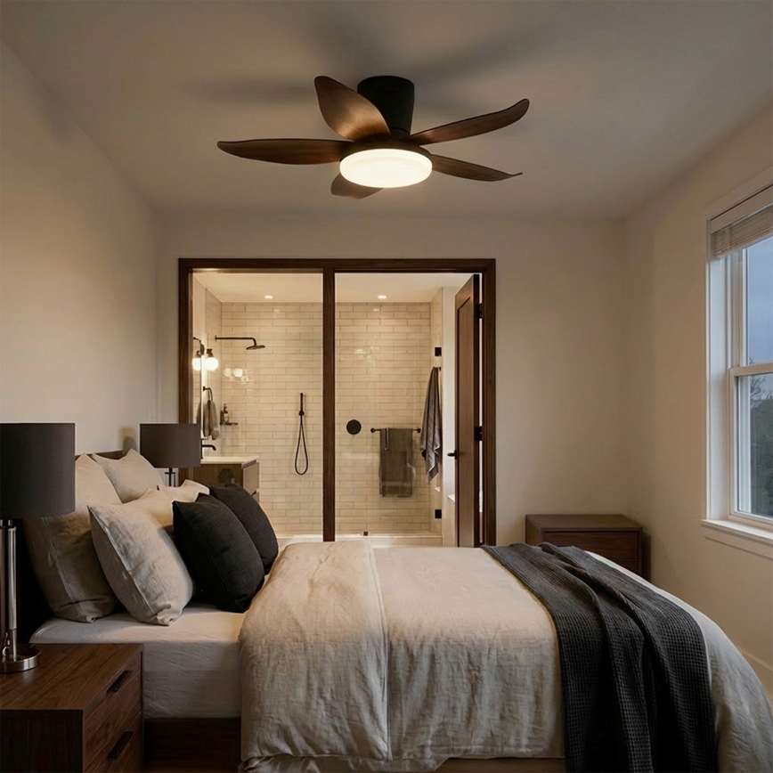 Brilagi - Dimmable LED Ceiling Fan, LED/32W/230V, 95 cm, Black/Brown + Remote Control