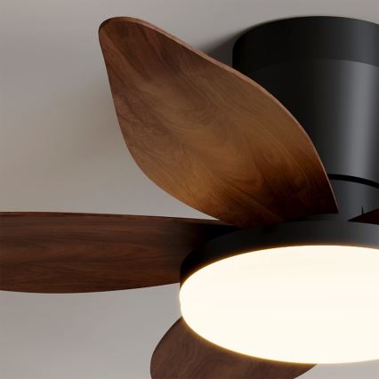 Brilagi - Dimmable LED Ceiling Fan, LED/32W/230V, 95 cm, Black/Brown + Remote Control