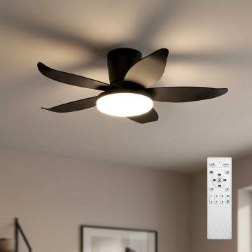 Brilagi - Dimmable LED Ceiling Fan LED/32W/230V dia. 95 cm Black + remote control