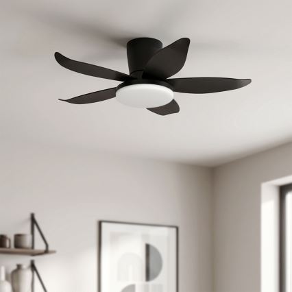 Brilagi - Dimmable LED Ceiling Fan LED/32W/230V dia. 95 cm Black + remote control