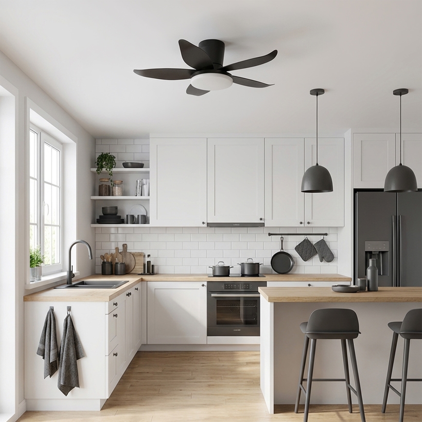 Brilagi - Dimmable LED Ceiling Fan LED/32W/230V dia. 95 cm Black + remote control