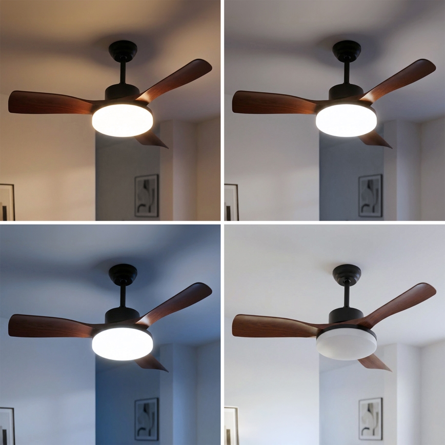 Brilagi - Dimmable LED ceiling fan LED/34W/230V 106 cm black/brown + remote control