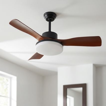 Brilagi - Dimmable LED ceiling fan LED/34W/230V 106 cm black/brown + remote control