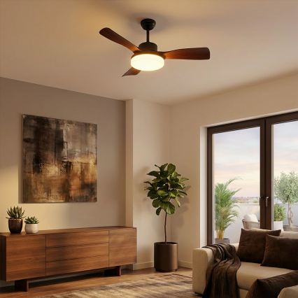 Brilagi - Dimmable LED ceiling fan LED/34W/230V 106 cm black/brown + remote control