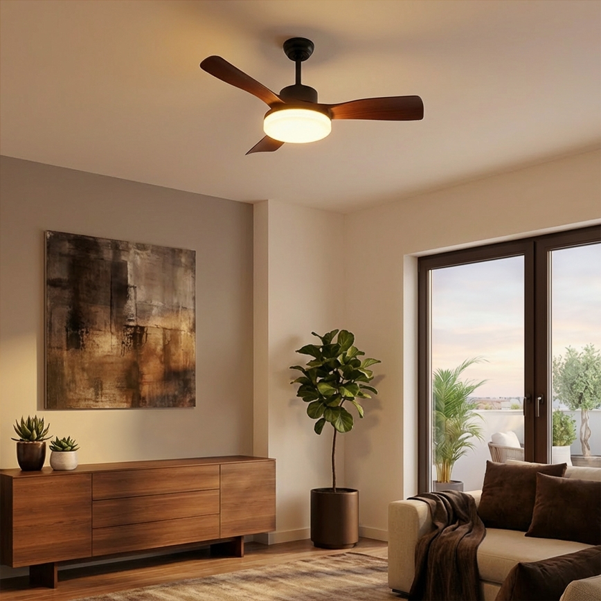 Brilagi - Dimmable LED ceiling fan LED/34W/230V 106 cm black/brown + remote control