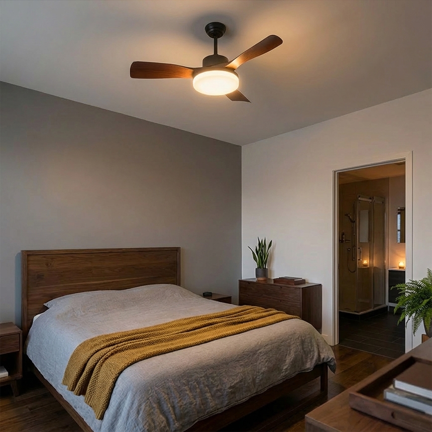 Brilagi - Dimmable LED ceiling fan LED/34W/230V 106 cm black/brown + remote control