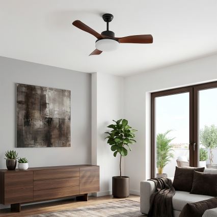 Brilagi - Dimmable LED ceiling fan LED/34W/230V 106 cm black/brown + remote control