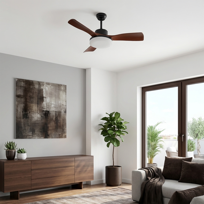 Brilagi - Dimmable LED ceiling fan LED/34W/230V 106 cm black/brown + remote control