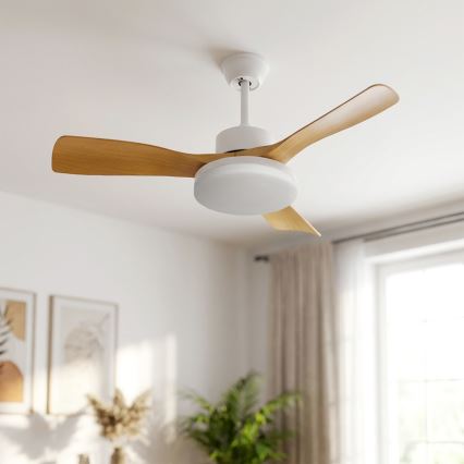Brilagi - Dimmable LED Ceiling Fan 34W/230V, 106 cm, White/Brown + Remote Control