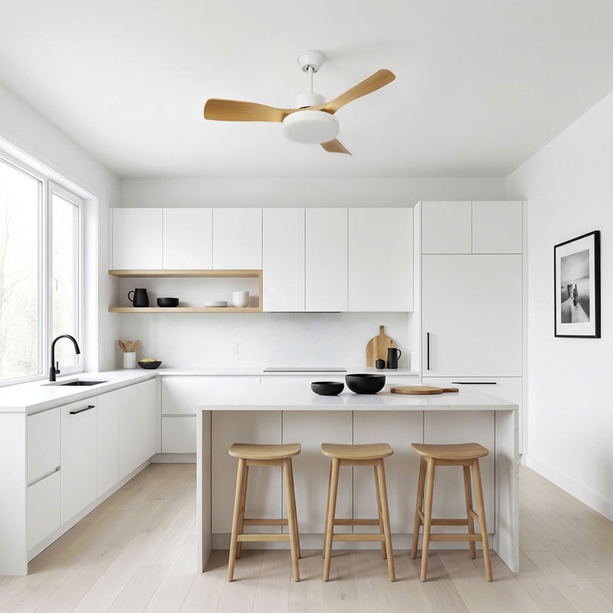 Brilagi - Dimmable LED Ceiling Fan 34W/230V, 106 cm, White/Brown + Remote Control