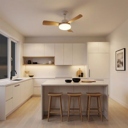 Brilagi - Dimmable LED Ceiling Fan 34W/230V, 106 cm, White/Brown + Remote Control