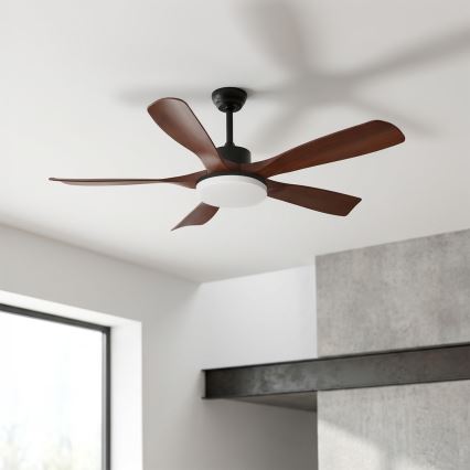 Brilagi - Dimmable LED Ceiling Fan LED/34W/230V 132 cm Black/Brown + Remote Control