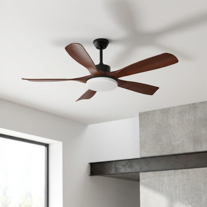 Brilagi - Dimmable LED Ceiling Fan LED/34W/230V 132 cm Black/Brown + Remote Control