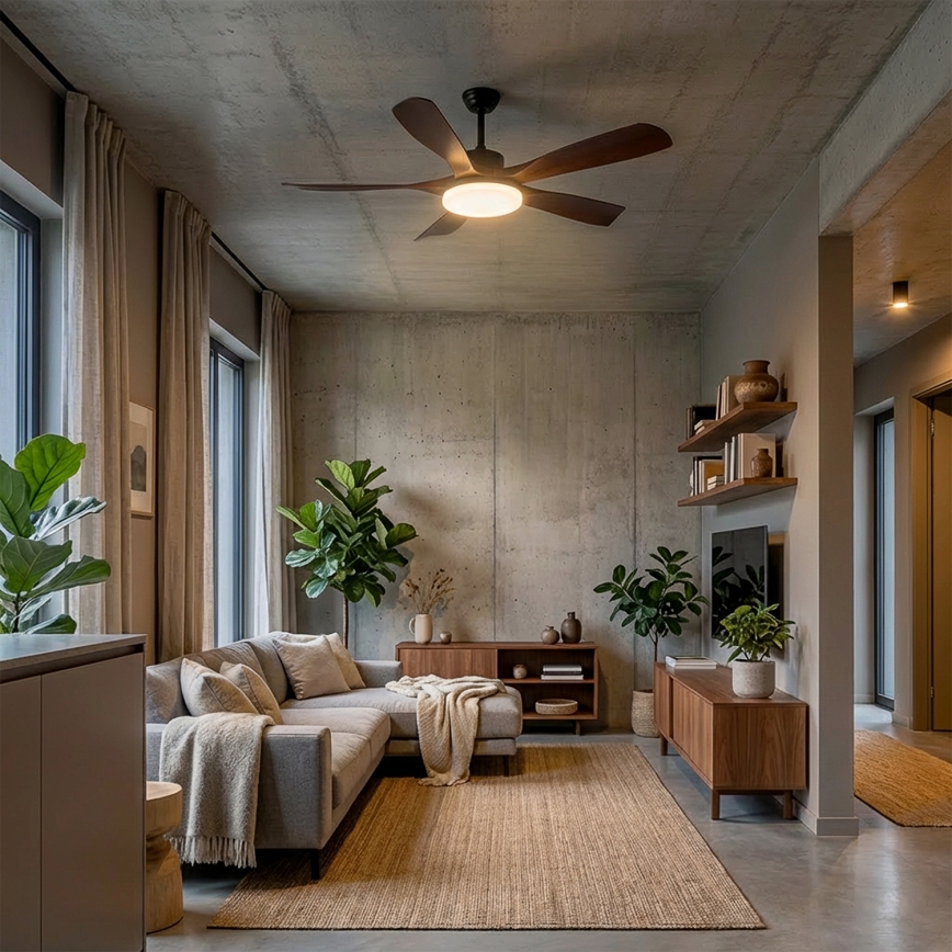 Brilagi - Dimmable LED Ceiling Fan LED/34W/230V 132 cm Black/Brown + Remote Control