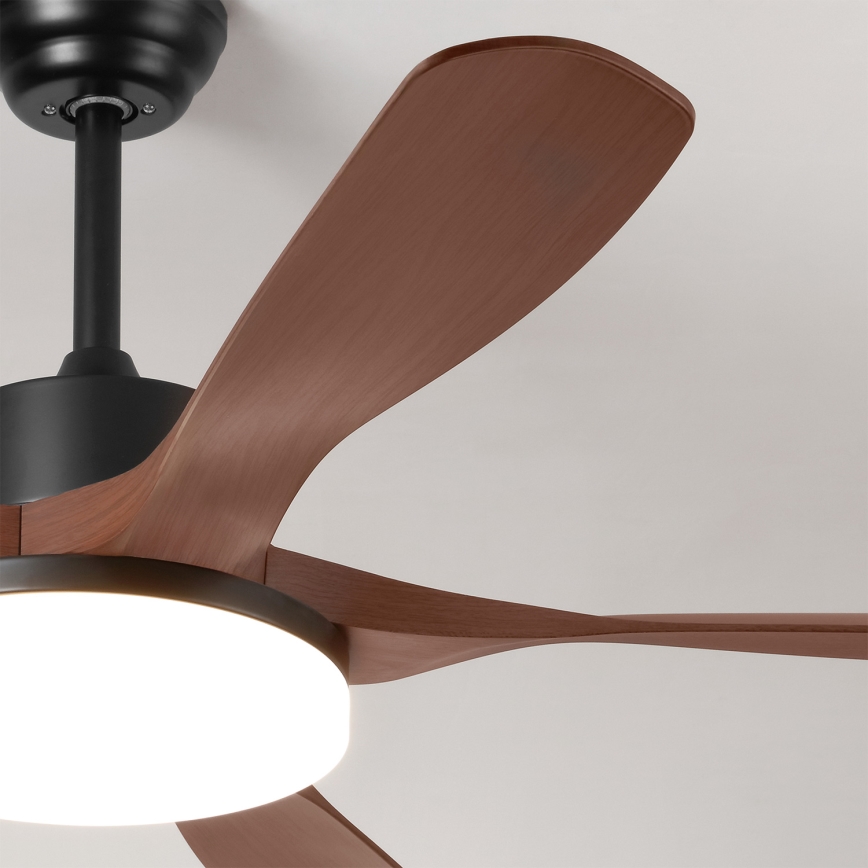 Brilagi - Dimmable LED Ceiling Fan LED/34W/230V 132 cm Black/Brown + Remote Control