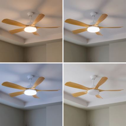 Brilagi - LED Dimmable ceiling fan LED/34W/230V 132 cm white/brown + remote control