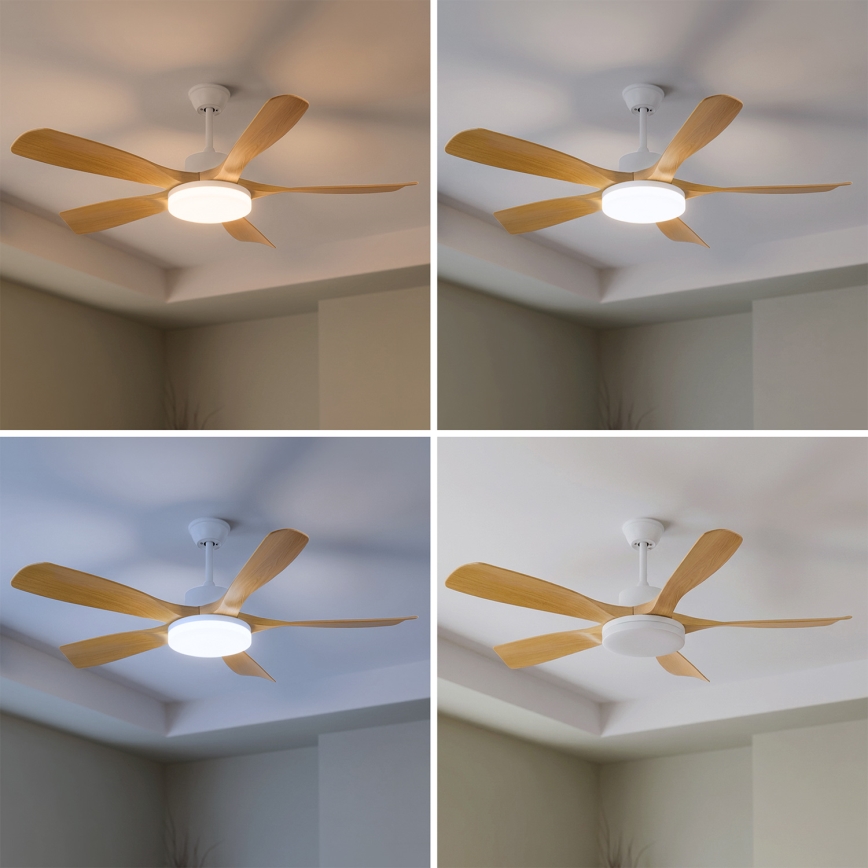 Brilagi - LED Dimmable ceiling fan LED/34W/230V 132 cm white/brown + remote control