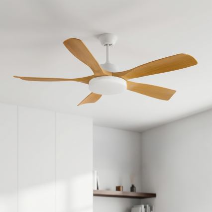 Brilagi - LED Dimmable ceiling fan LED/34W/230V 132 cm white/brown + remote control
