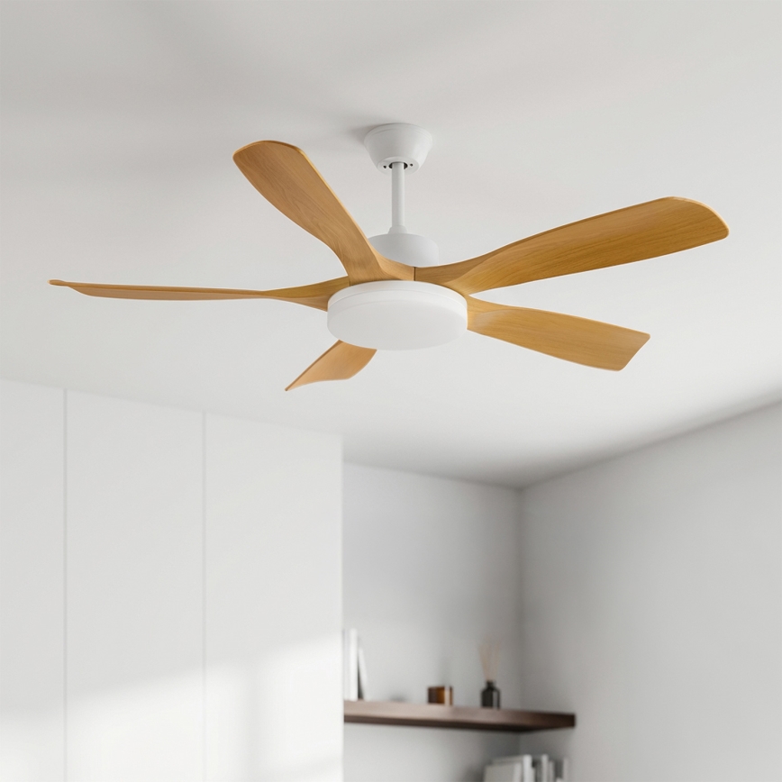 Brilagi - LED Dimmable ceiling fan LED/34W/230V 132 cm white/brown + remote control