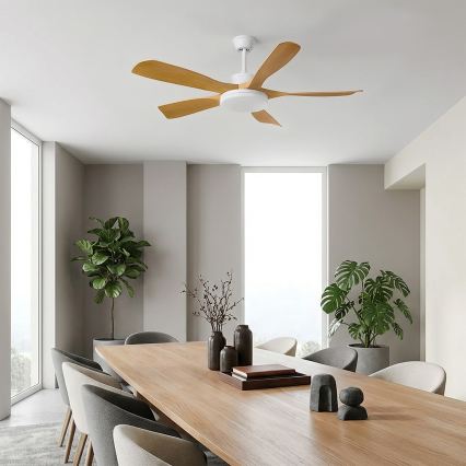 Brilagi - LED Dimmable ceiling fan LED/34W/230V 132 cm white/brown + remote control